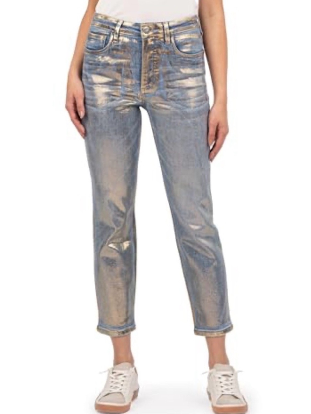 Kut from the Kloth Light Blue High-Rise Women's with gold